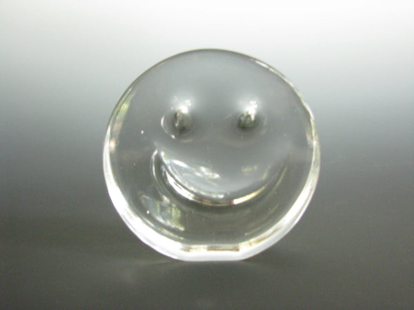 edgebrookhouse - Vintage Clear Glass Smiley Face Paperweight