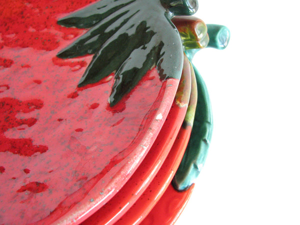 edgebrookhouse - Vintage Collection of Ceramic Strawberry Shaped Plates - 4 Pieces