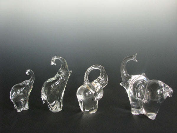 edgebrookhouse - Vintage Collection of Crystal Elephant Figurines - 4 Pieces