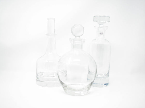 edgebrookhouse - Vintage Collection of Crystal and Glass Decanters in Various Shapes Sizes - Set of 3