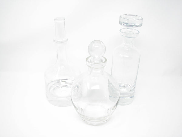 edgebrookhouse - Vintage Collection of Crystal and Glass Decanters in Various Shapes Sizes - Set of 3