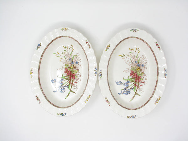 edgebrookhouse - Vintage Copeland Spode Rosalie Oval Serving Bowls with Floral Center - 2 Pieces