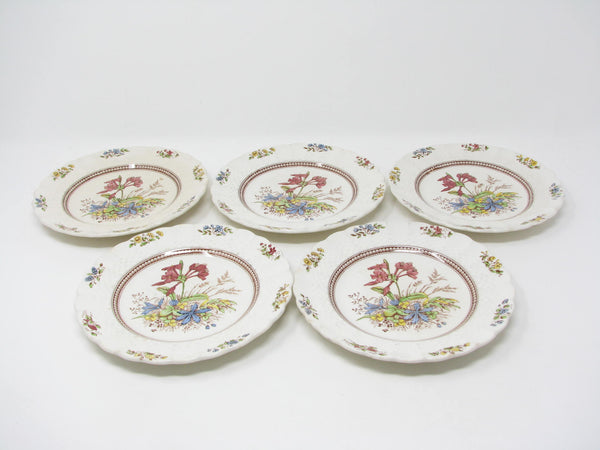 edgebrookhouse - Vintage Copeland Spode Rosalie Scalloped Bread Plates with Floral Center - 5 Pieces
