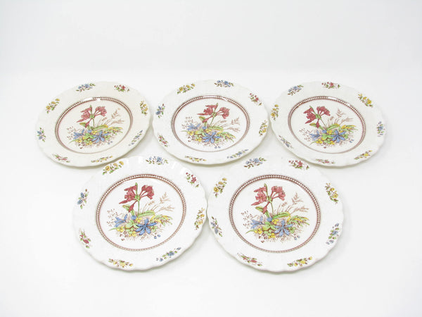 edgebrookhouse - Vintage Copeland Spode Rosalie Scalloped Bread Plates with Floral Center - 5 Pieces