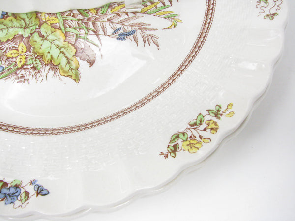 edgebrookhouse - Vintage Copeland Spode Rosalie Scalloped Dinner Plates with Floral Center - 4 Pieces