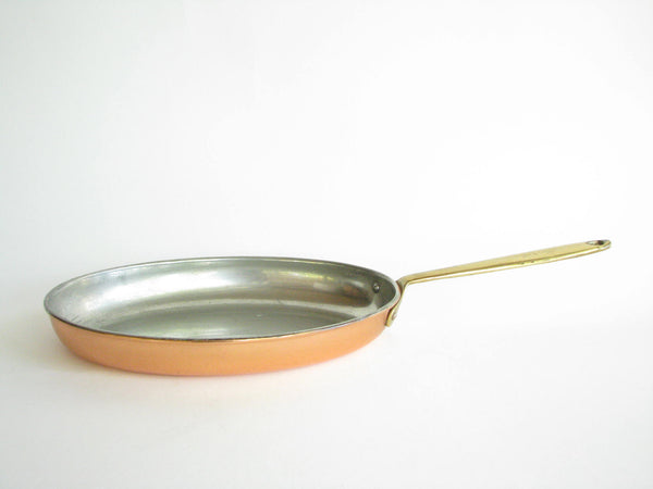 edgebrookhouse - Vintage Copral Portugal Oval Copper Fish Saute Pan with Brass Handle