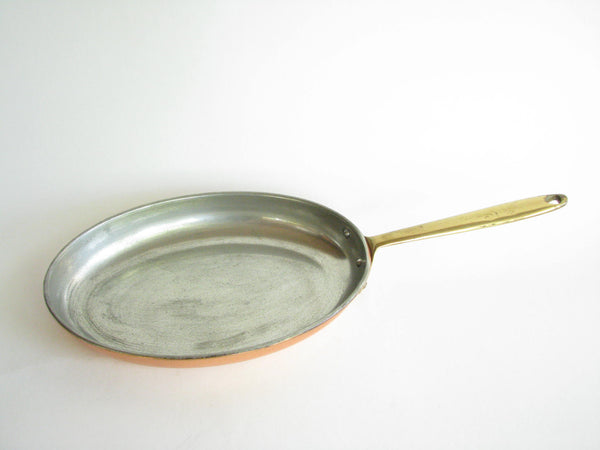 edgebrookhouse - Vintage Copral Portugal Oval Copper Fish Saute Pan with Brass Handle