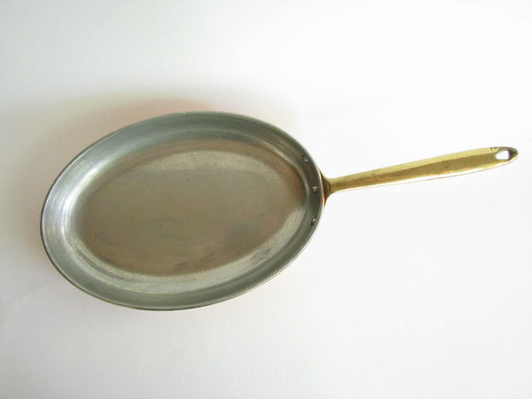 edgebrookhouse - Vintage Copral Portugal Oval Copper Fish Saute Pan with Brass Handle