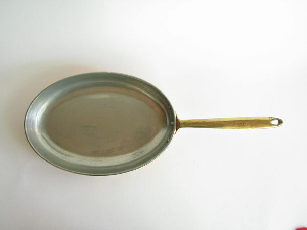 edgebrookhouse - Vintage Copral Portugal Oval Copper Fish Saute Pan with Brass Handle