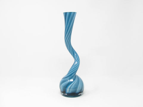 edgebrookhouse - Vintage Corksrew or Nordic Swing Cased Glass Bud Vase in Turquoise