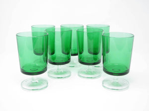 edgebrookhouse - Vintage Cristal D’Arques-Durand France Cavalier Emerald Green Footed Goblets - 7 Pieces