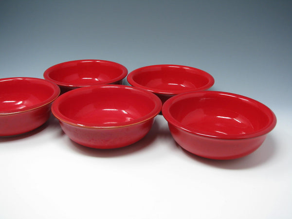 edgebrookhouse - Vintage Crown Corning Japan Prego Red Ceramic Bowls - 5 Pieces
