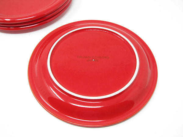 edgebrookhouse - Vintage Crown Corning Japan Prego Red Ceramic Luncheon or Salad Plates - 4 Pieces