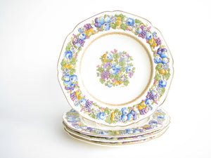 edgebrookhouse - Vintage Crown Ducal Colorful Florentine Embossed Dinner Plates - Set of 4