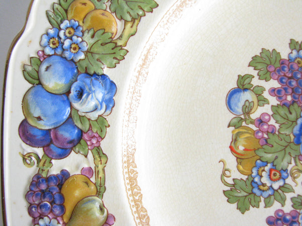 edgebrookhouse - Vintage Crown Ducal Colorful Florentine Embossed Dinner Plates - Set of 4