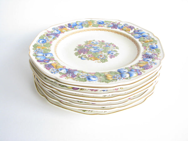 edgebrookhouse - Vintage Crown Ducal Colorful Florentine Embossed Dinner Plates - Set of 8