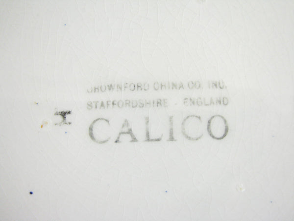 edgebrookhouse - Vintage Crownford Staffordshire Blue White Calico Round Lidded Cheese Dish