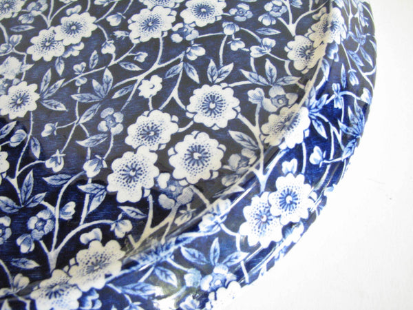 edgebrookhouse - Vintage Crownford Staffordshire Blue White Calico Round Lidded Cheese Dish