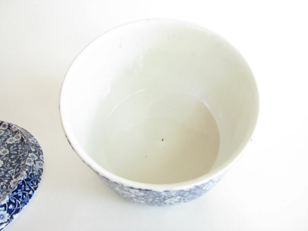 edgebrookhouse - Vintage Crownford Staffordshire Blue White Calico Round Lidded Cheese Dish