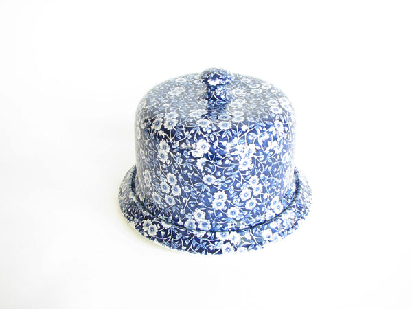edgebrookhouse - Vintage Crownford Staffordshire Blue White Calico Round Lidded Cheese Dish
