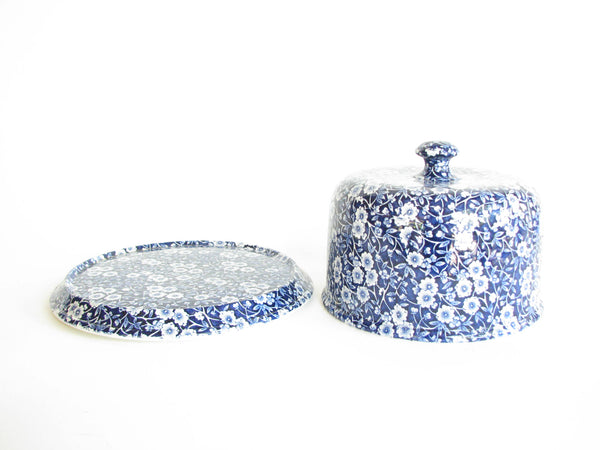edgebrookhouse - Vintage Crownford Staffordshire Blue White Calico Round Lidded Cheese Dish