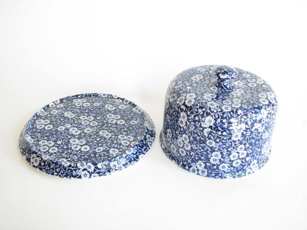 edgebrookhouse - Vintage Crownford Staffordshire Blue White Calico Round Lidded Cheese Dish