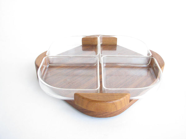 edgebrookhouse - Vintage Danish Modern Selandia Designs Teak Holder with Plastic Trays