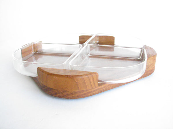 edgebrookhouse - Vintage Danish Modern Selandia Designs Teak Holder with Plastic Trays