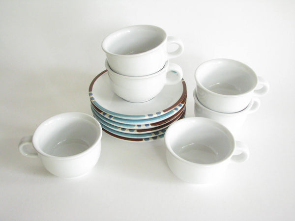 edgebrookhouse - Vintage Dansk Mesa White Sand Stoneware Cups and Saucers - 12 Pieces