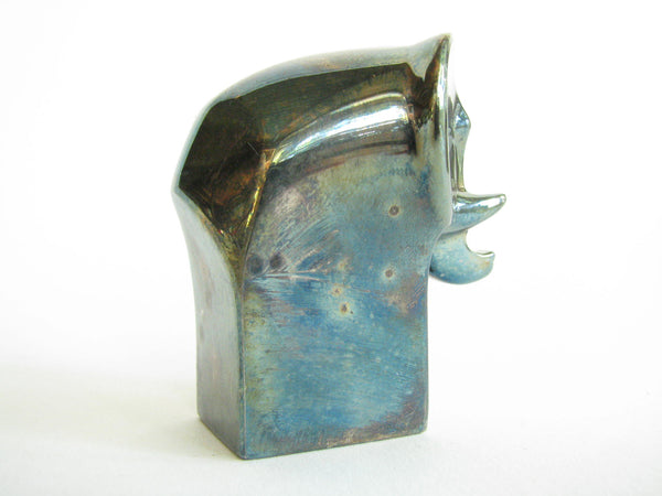 edgebrookhouse - Vintage Dansk Modernist Silver Plated Elephant Paperweight by Gunnar Cyren