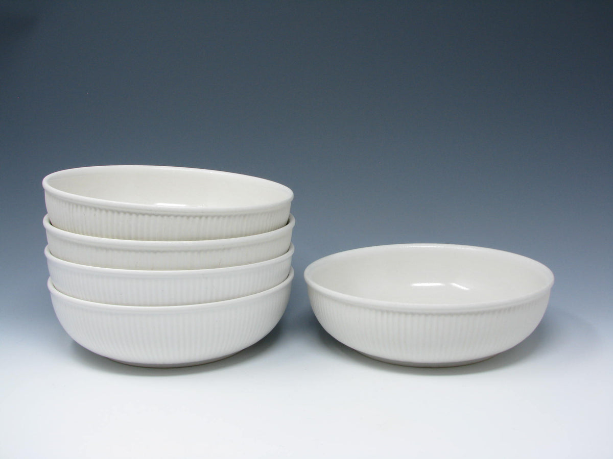 Vintage Dansk Rondure Rice White Stoneware Bowls with Ribbed Design ...