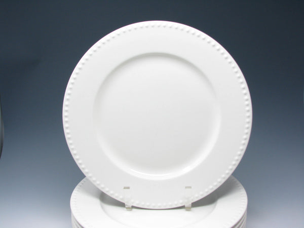 edgebrookhouse - Vintage Dansk Rondure Rice White Stoneware Dinner Plates with Beaded Rim - 10 Pieces
