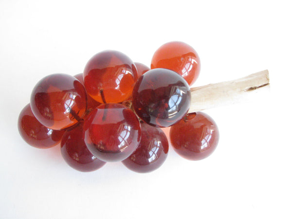 edgebrookhouse - Vintage Dark Amber Acrylic Lucite Grape Cluster with Wood Stem