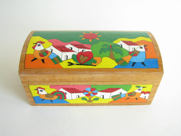 edgebrookhouse - Vintage Decorative Hand-Painted Box Featuring Farm and Chickens