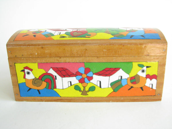 edgebrookhouse - Vintage Decorative Hand-Painted Box Featuring Farm and Chickens