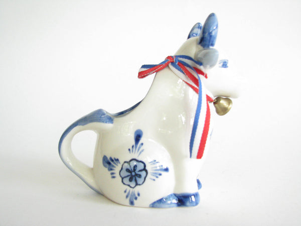 edgebrookhouse - Vintage Delft Blue Hand Painted Ceramic Dutch Cow Creamer with Bell