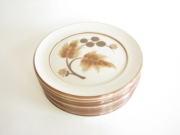 edgebrookhouse - Vintage Denby Cotswold Pottery Salad Plates with Brown Leaves Design - Set of 8