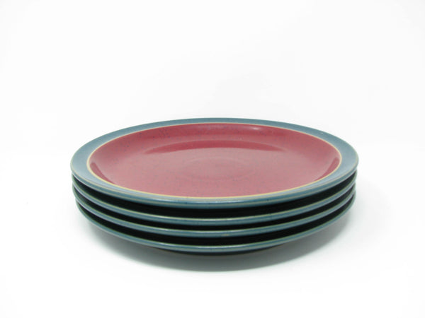 edgebrookhouse - Vintage Denby England Harlequin Red & Green Pottery Dinner Plates - 4 Pieces