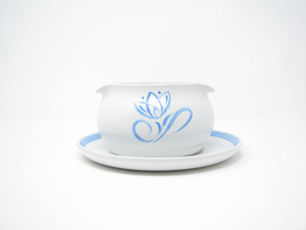edgebrookhouse - Vintage Denby Pride Blue Tulip Stoneware Gravy Boat Designed by Albert Colledge