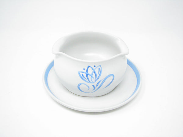 edgebrookhouse - Vintage Denby Pride Blue Tulip Stoneware Gravy Boat Designed by Albert Colledge