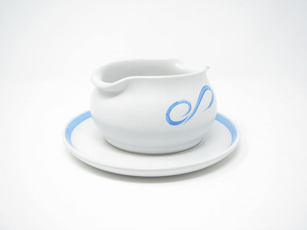 edgebrookhouse - Vintage Denby Pride Blue Tulip Stoneware Gravy Boat Designed by Albert Colledge