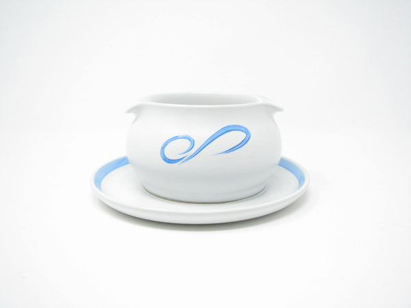 edgebrookhouse - Vintage Denby Pride Blue Tulip Stoneware Gravy Boat Designed by Albert Colledge