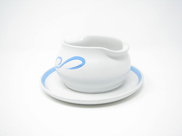 edgebrookhouse - Vintage Denby Pride Blue Tulip Stoneware Gravy Boat Designed by Albert Colledge