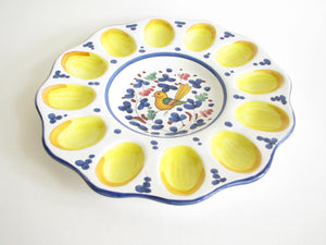 edgebrookhouse - Vintage Deruta Italy Ceramic Deviled Egg Serving Dish with Bird Design