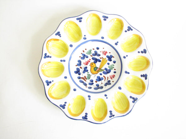 edgebrookhouse - Vintage Deruta Italy Ceramic Deviled Egg Serving Dish with Bird Design