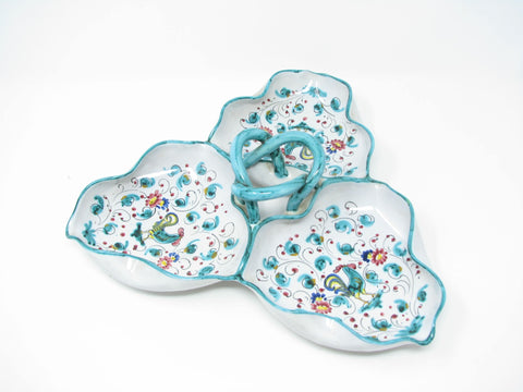 edgebrookhouse - Vintage Deruta Italy Orvieto Rooster Green Antipasto Relish Tray