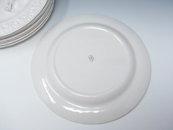 edgebrookhouse - Vintage Dorothy Thorpe Ceramic Snack Plate with Embossed Scrolls Rim - 8 Pieces