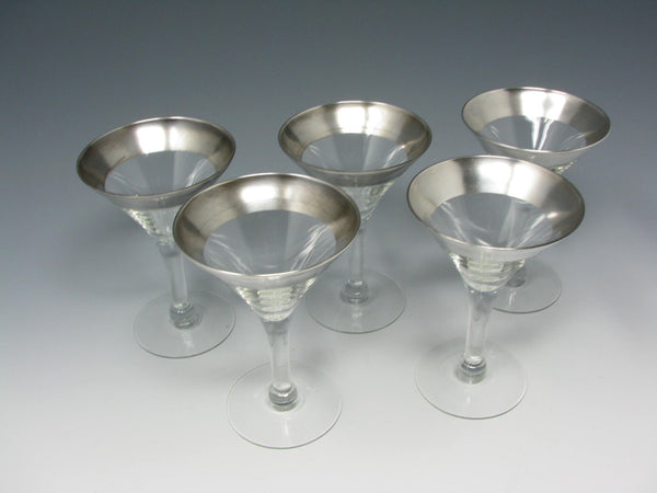 edgebrookhouse - Vintage Dorothy Thorpe Sterling Silver Band Cocktail Glasses - 5 Pieces