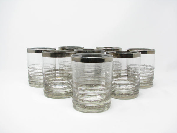 edgebrookhouse - Vintage Double Old Fashioned Whiskey Glasses with Silver Stripes - 8 Pieces