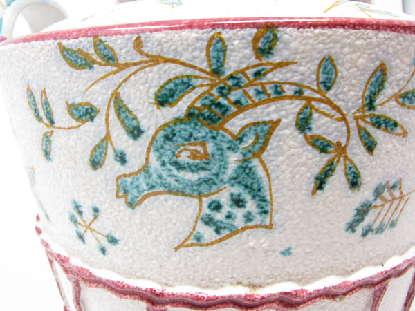 edgebrookhouse - Vintage E&R Italian Pottery Handled Cookie Biscuit Jar with Hand-Painted Design